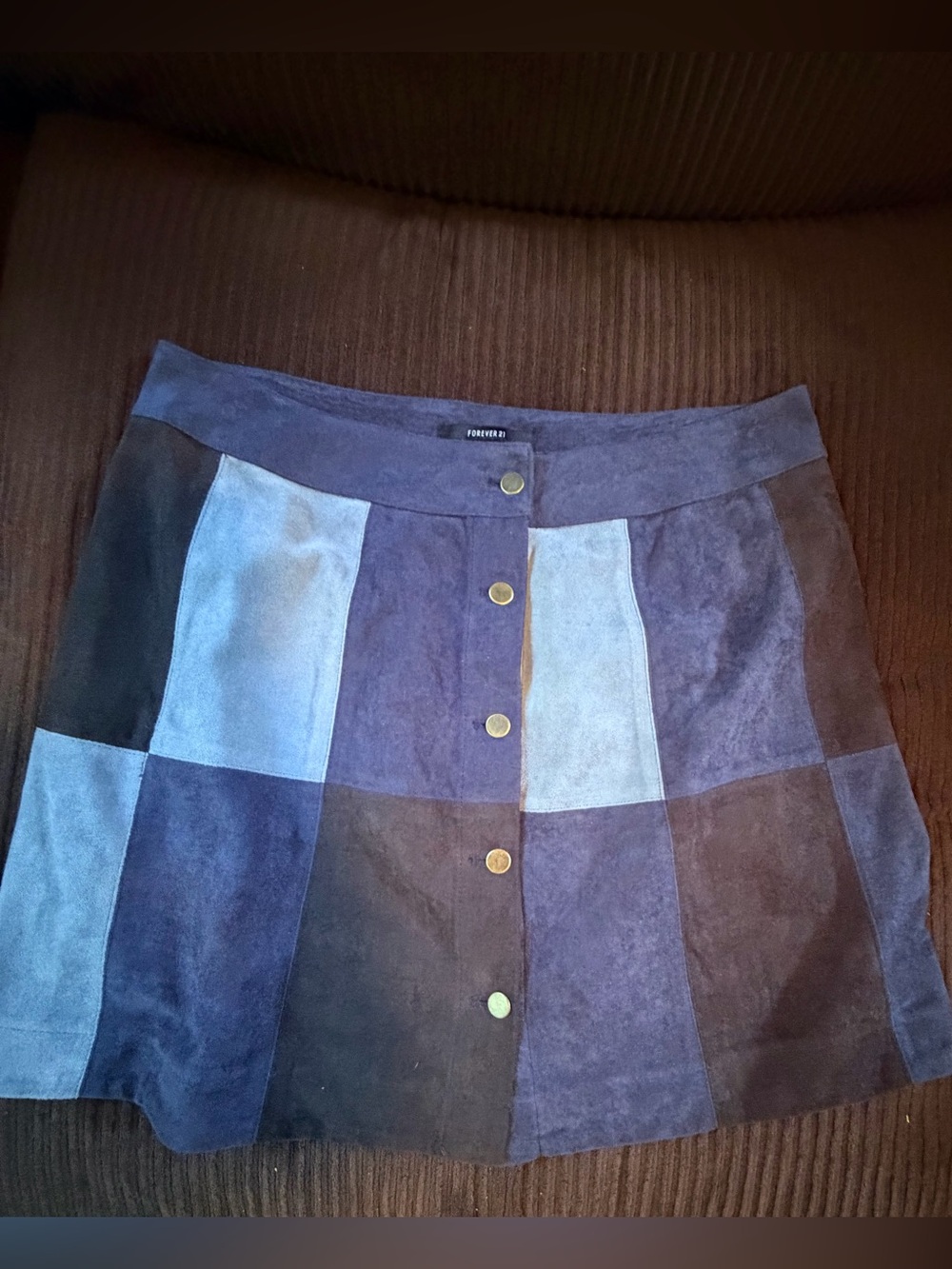 Forever 21 Patchwork Suede Mini Skirt in Purple and Brown
